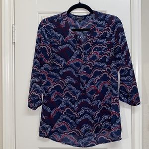 Express front zip 3/4 sleeve blouse